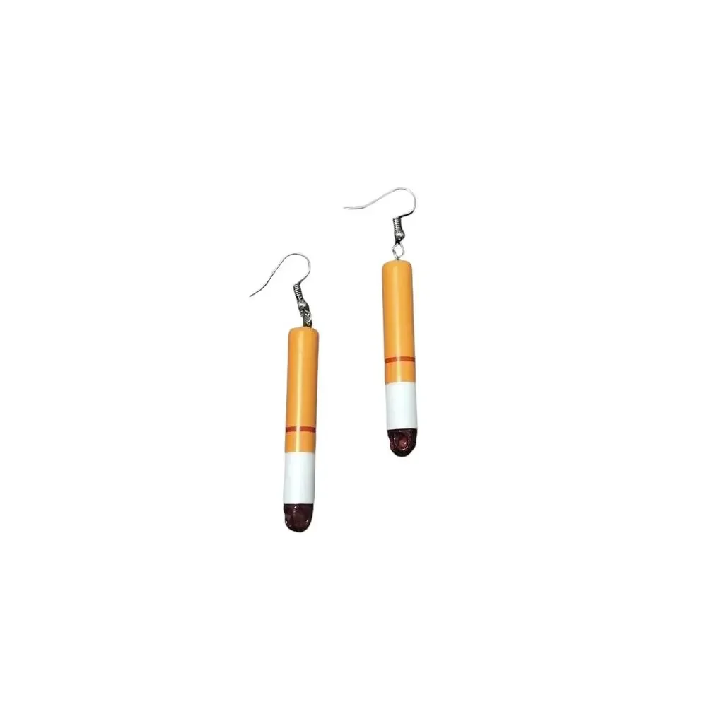 Retro Quirky Fun Creative Novelty Cigarette Butt Dangle Acrylic Earrings - Picture 1 of 2